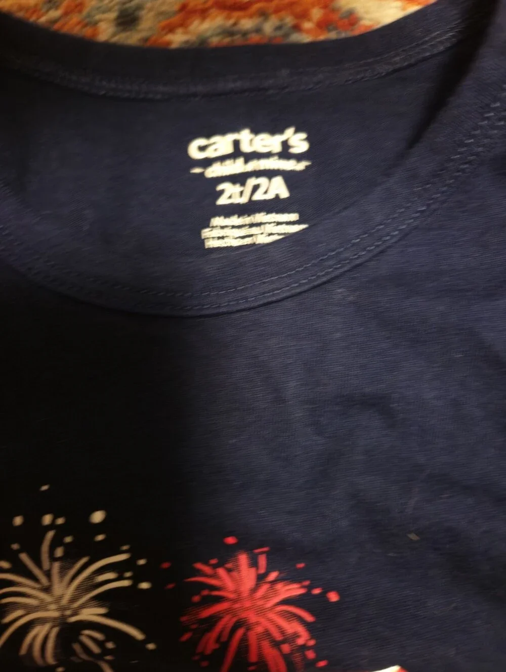 Carter's Navy Tank Top with Red & White Monster Truck and Fireworks